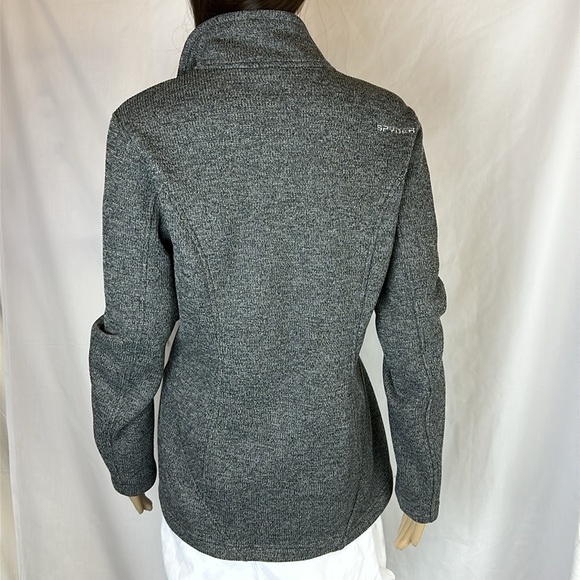 SPYDER Fleece Lined Sweater Jacket. Zip front & Pockets. Heather Black. Size LG. - Picture 2 of 11